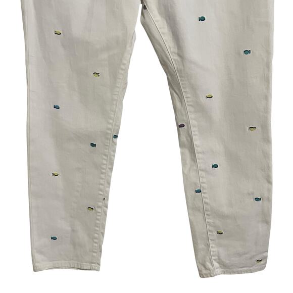 Lilly Pulitzer White Worth Skinny Mini Jeans Embroidered Fish - Picture 3 of 9
